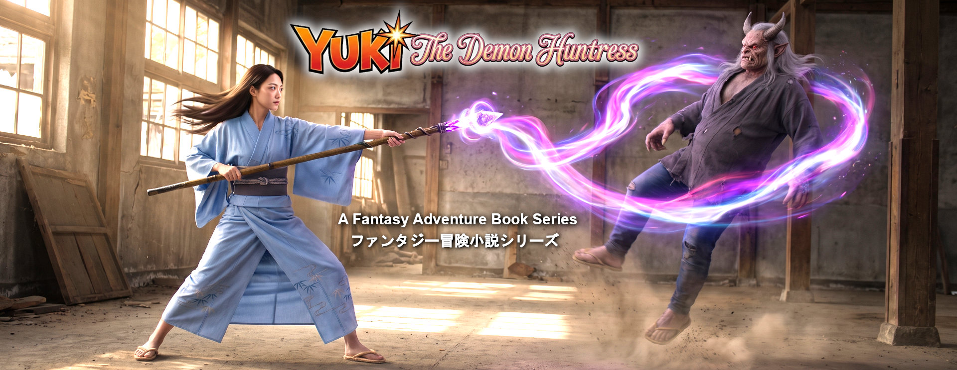Yuki the Demon Huntress using her magic crystal to cast a spell and catch a demon